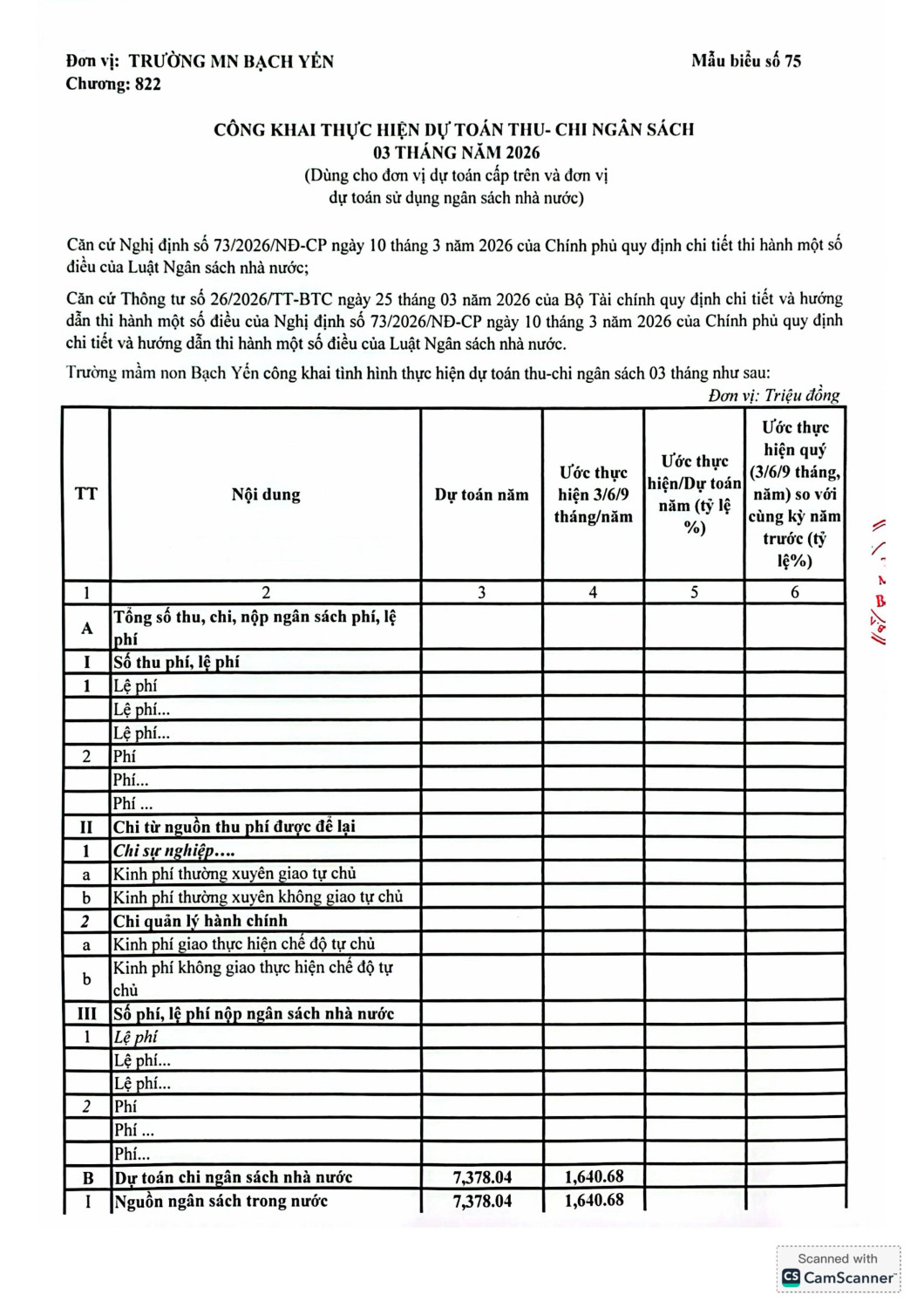102 Quyết định Vv công bố công khai thực hiện dự toán thu chi ngân sách quý I năm 2026 hình ảnh 1